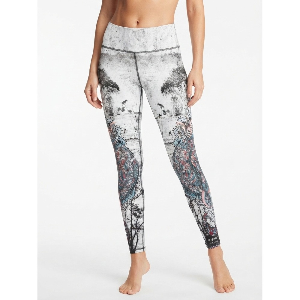 Evolution and Creation Elephant Mandala Leggings White Black Blue Medium